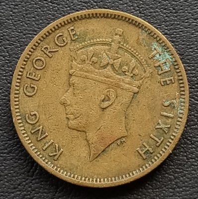 香港   1950年   喬治六世   一毫 10分   銅幣   1809