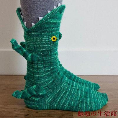 溫馨服裝店歐美卡通針織鱷魚襪Knit Crocodile Socks可愛動物毛線鯊魚地板襪 HKFJ