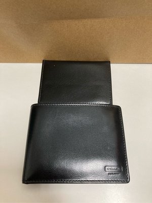 全新 COACH Compact ID Wallet 三合一皮夾 黑色純色款