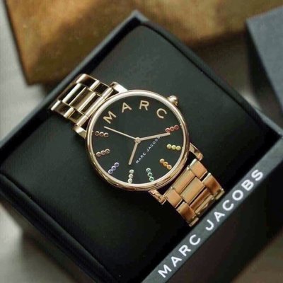 MARC BY MARC JACOBS 黑色錶盤 金色不鏽鋼錶帶 石英 女士手錶MJ3567