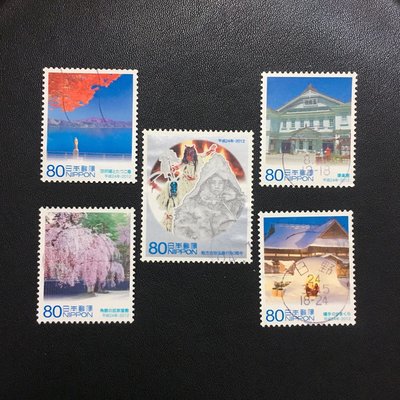 (G65)外國郵票 日本郵票 2012地方自治法實施60周年紀念 第19集 秋田縣 5全