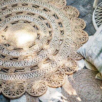 熱賣 印度進口N款 雙色黃麻地毯手工編織加厚立體ins風客廳臥室大地墊