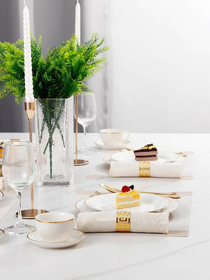 輕奢陶瓷西餐餐盤樣板間餐具套裝房西式餐桌擺件寬金邊盤子高級感