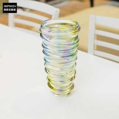 INPHIC-螺紋水晶玻璃花瓶 時尚炫彩色檯面餐桌花瓶花器_S02064C