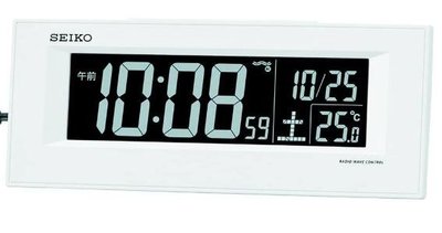 16827c 日本進口 限量品 真品 SEIKO 精工  白色 優雅 插電式 桌上溫度計功能LED畫面電波時鐘送禮禮品