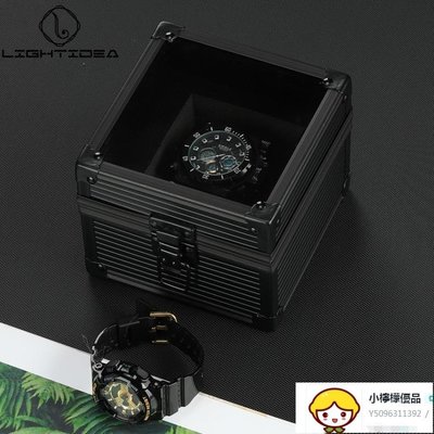 單只手錶盒裝透明蓋手錶收納箱啞光全黑鋁合金配錶枕高端金屬錶盒