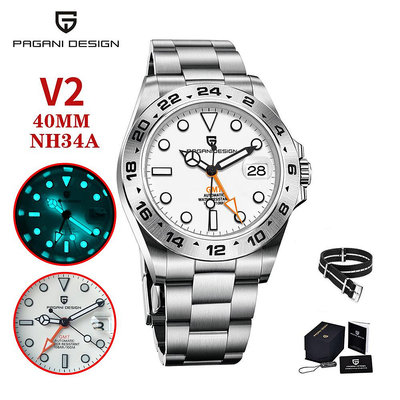 2023 全新 40 毫米 PAGANI DESIGN NH34 男士 GMT 自動機械手錶藍寶石不銹鋼防水時鐘