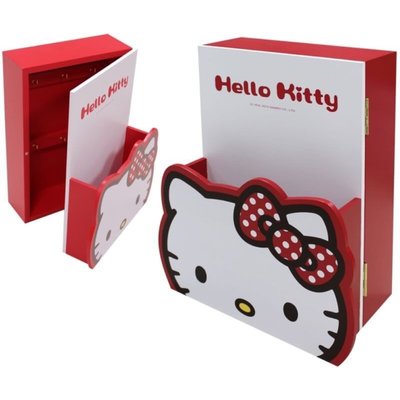 正版授權 三麗鷗 HELLO KITTY 凱蒂貓 造型信插鑰匙箱 造型箱 掀開箱 收納箱 置物箱 信件箱 鑰匙箱 信插箱
