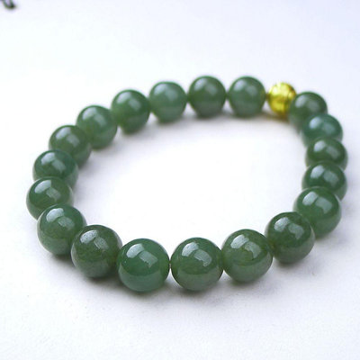 緬甸天然A貨翡翠滿綠色圓珠手鍊手串