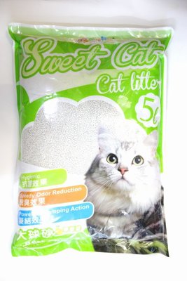 【優比寵物】Sweet Cat檸檬香貓砂(粗球粒形)香性貓砂粗球砂/大球砂/粗砂 5L(約3.8公斤)抗菌/脫臭/凝結