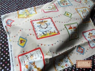 May Fabric 日本進口純棉布：Mikiono Art & Craft Elfin的生活風情 小野美紀圖案布，二尺一份