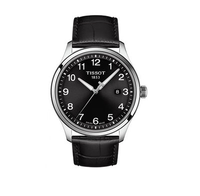 Tissot 黑 經典數字 天梭XL系列皮帶石英男腕錶 T1164101605700