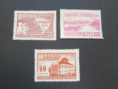 【雲品10】巴西Brazil 1950 Sc 697,699,700 MH 庫號#B517 64720