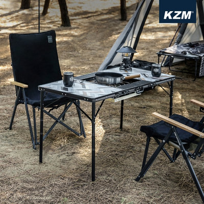 【大山野營】KAZMI K22T3U02 三折合燒烤桌含收納袋 摺疊桌 鋁合金桌 野餐桌 露營桌 休閒桌 烤肉桌 露營