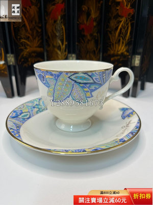 特價出 日本瓷器Narumi鳴海 樹葉畫片 骨瓷描金咖啡杯 家居擺件 茶具 瓷器擺件【闌珊雅居】1502