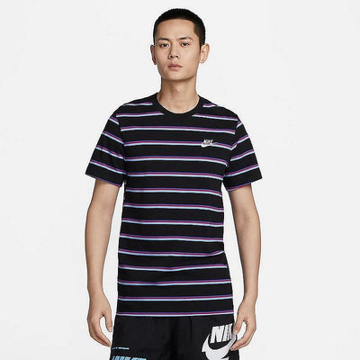 短袖 T恤 AS M NSW TEE CLUB STRIPE 男 DZ2986010 條紋黑 現貨