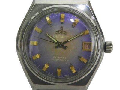 [專業模型] 機械錶 [OLYMPIC P3040] 奧林匹克 圓形手上鍊錶[紫色面+日期]/中性/新潮/軍錶