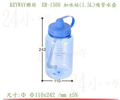 『楷霖』 KEYWAY聯府 ER-1500 加水站(1.5L)吸管水壺(藍色)隨手壺冷水壺