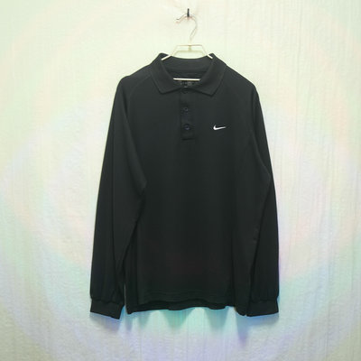 Nike 運動polo衫 polo衫 長袖 黑 極稀有 老品 復古 古著 Vintage