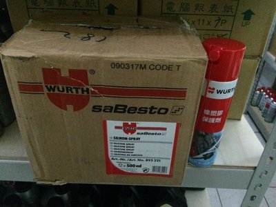 【WURTH 福士】Silicone Spray、橡塑膠保護劑、500ML/罐、12罐/箱【滿箱區】