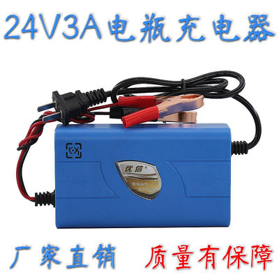 24V3A電瓶充電器游樂場電動碰碰車掃地12V串聯車24伏蓄電池充電機