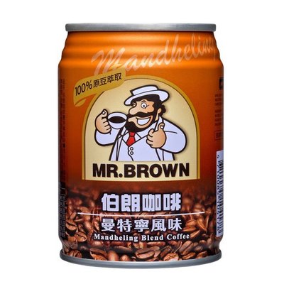 伯朗咖啡  曼特寧風味咖啡 1箱240mlX24罐 特價450元 每瓶平均單價18.75元