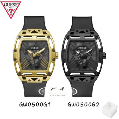 Guess 多功能男生手錶 真皮+矽膠錶帶 半鏤空 G形骷顱頭錶盤石英男生手錶  44mm大直徑手錶 運動手錶 休閒 精品錶GW0500G1 GW0500G2