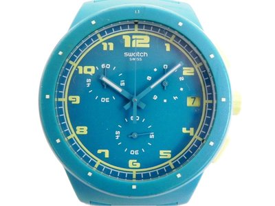[專業模型] 三眼錶 [SWATCH BY3445] 斯沃琪 馬卡龍三眼錶[大錶徑][藍色面]石英/中性/新潮錶