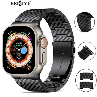 碳纖維手錶帶適用蘋果apple watch ultra 8 7代 6 49mm 45mm 44mm時尚小衆蘋果手錶錶帶