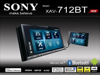 音仕達汽車音響 台北 台中 SONY【XAV-712BT】7吋DVD藍芽觸控主機 內建HDMI支援手機同步顯示