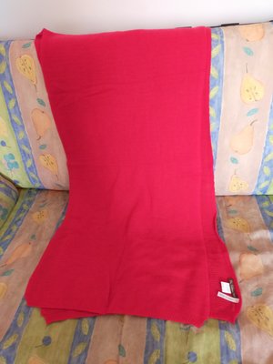 頂級喀什米爾正紅色針織純羊絨超大圍巾披肩100% cashmere