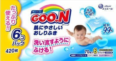 日本製 大王 GOO.N 製紙 99%純水濕紙巾 (70片 x 6包裝)