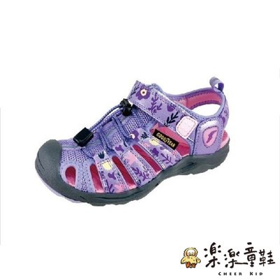 【樂樂童鞋】GOODYEAR護趾涼鞋-紫色 G030 - 女童鞋 男童鞋 運動涼鞋 護趾涼鞋 防滑涼鞋 固特異鞋