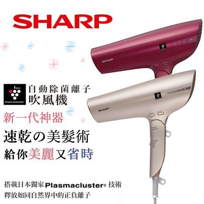 SHARP 夏普自動擊菌離子速乾吹風機 IB-GP9T-R 優雅紅/ IB-GP9T-N 香繽金