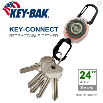 【angel 精品館 】KEY-BAK Sidekick系列 24” 伸縮鑰匙圈/透明殼雙扣環0KB1-0A211