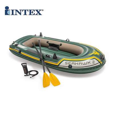 INTEX68347 海鷹雙人充氣船橡皮船 筏釣魚船划艇充氣 衝鋒舟
