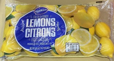 美兒小舖COSTCO好市多代購～SUNKIST 美國進口 香吉士黃檸檬(2.2kg/包)當季鮮採商品