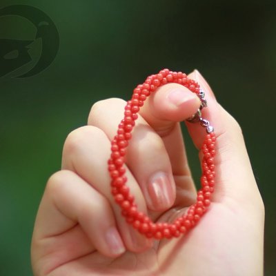🍁紅珊瑚柔情似水的魅力與脫胎換骨的浪漫氣質💋GTX 04  紅珊瑚圓珠編織手鍊 天磨 圓珠三轉手練 2~3mm