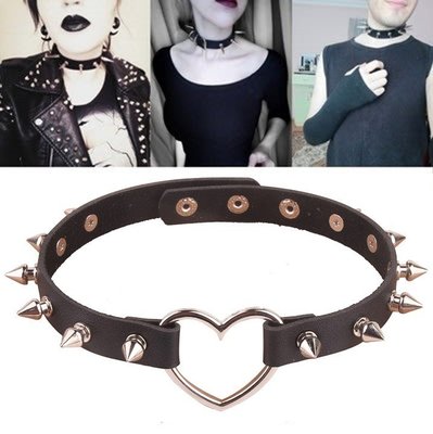 Punk Gothic Leather Cupimatch Necklace Rivet Choker Collar