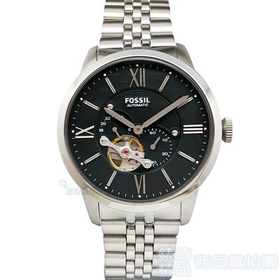 FOSSIL 手錶 ME3107 黑面 鏤空 機械錶 手自動上鍊 鋼帶 男錶 44mm【錶飾精品】