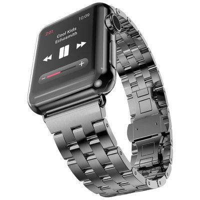 金屬不銹鋼蝴蝶扣表帶適用於apple watch智慧手表 38mm/42mm手錶表帶蘋果1代2代3代錶帶