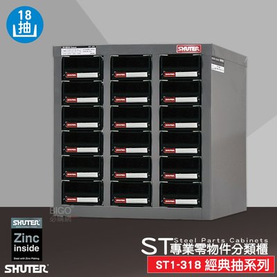 收納必備《樹德》 ST1-318 專業零件分類櫃 18格抽屜 零物件分類 整理櫃 零件分類櫃 收納櫃 工作櫃 分類櫃
