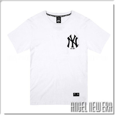 【ANGEL NEW ERA】Majestic MLB 短T NY 紐約洋基 象牙白 前Logo 印花 潮流 穿搭