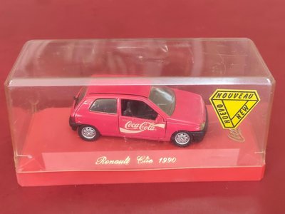 (罕見金屬車模)法國Solido可口可樂塗裝Renault clio 1990 (A1086)