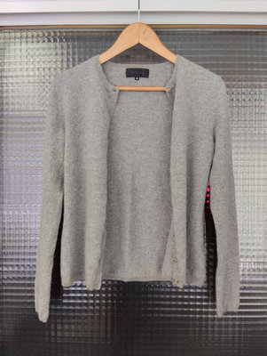 日本品牌 Untitled 灰色 100% Cashmere 喀什米爾山羊絨柔軟保暖圓領長袖羊毛衣外套
