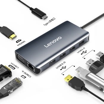 【kiho金紘】聯想Lenovo Type-C轉HDMI/VGA/USB/RJ45/USB3.0 PD擴充座Dock