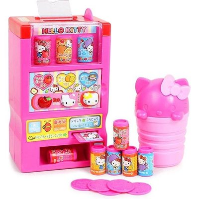 日本正品 飲料 自動販賣機 玩具組 kitty 桃粉 凱蒂貓 卡通玩具 扮家家酒 家家酒玩具 4971413021714