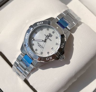 TAG HEUER Aquaracer 珍珠貝母錶盤 銀色不鏽鋼錶帶 石英 女士手錶 WBD1314.BA0740