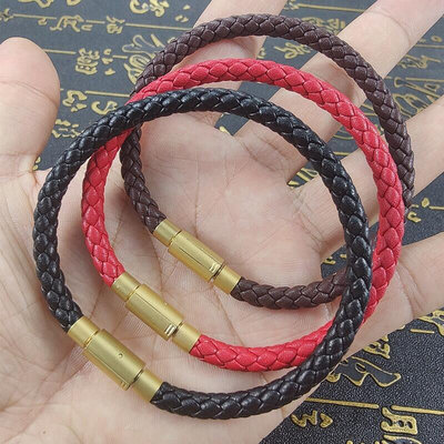 港版5mm粗皮繩手錬 適用於周大福饕餮XL刺青轉運珠替換防水鋼絲繩