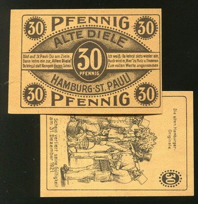 GERMANY (德國流通劵)， PN-A21 , 30-PF 小販 , 1921 , 品相95新AU+
